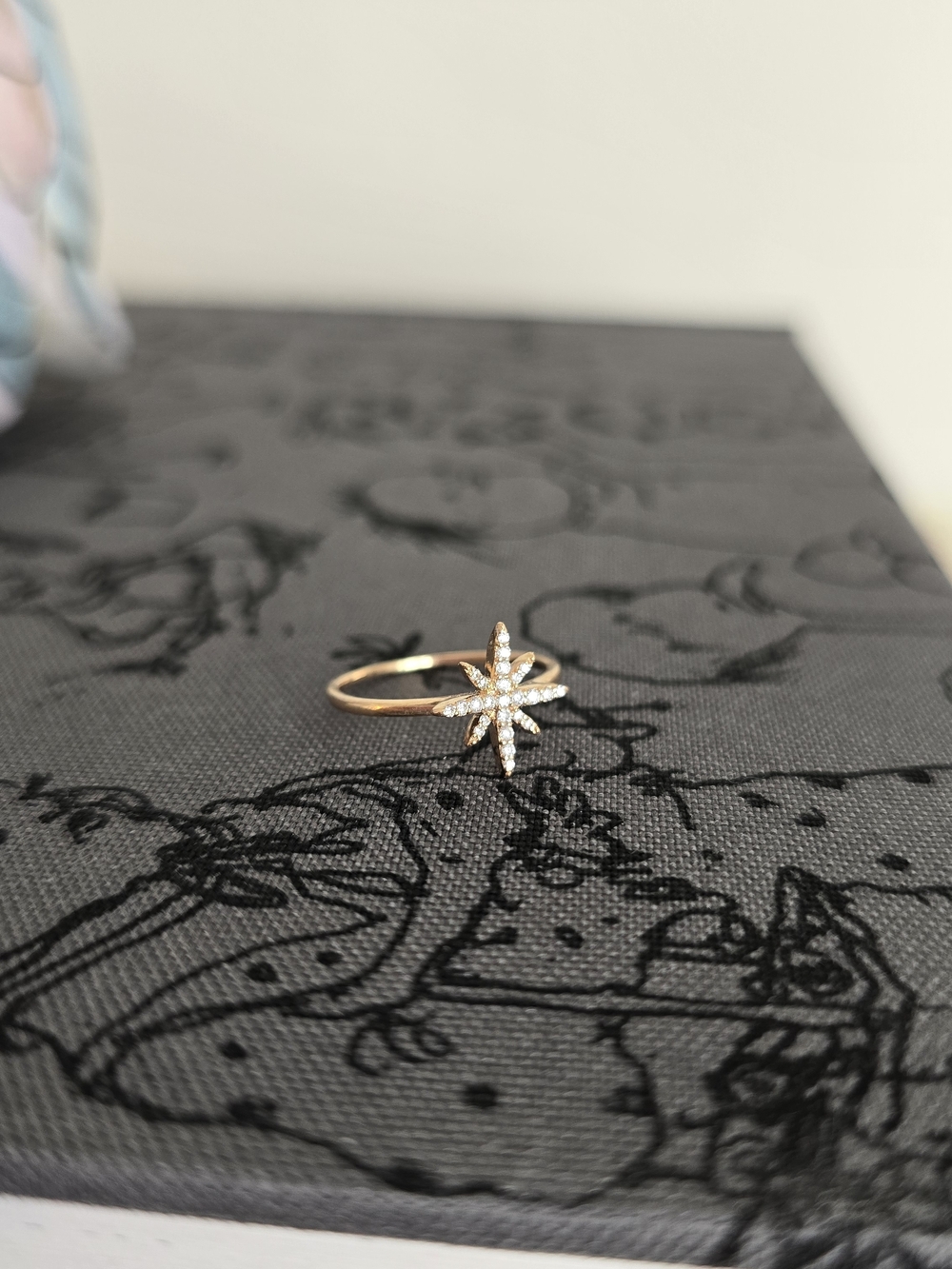 Dainty 18k Rose Gold Starburst Diamond Ring - Women's Jewelry